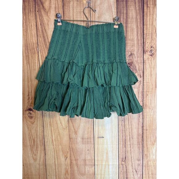 Sundry Ruffle Tiered Skirt Blue Green Size 2 Medium New with tags - Picture 4 of 7